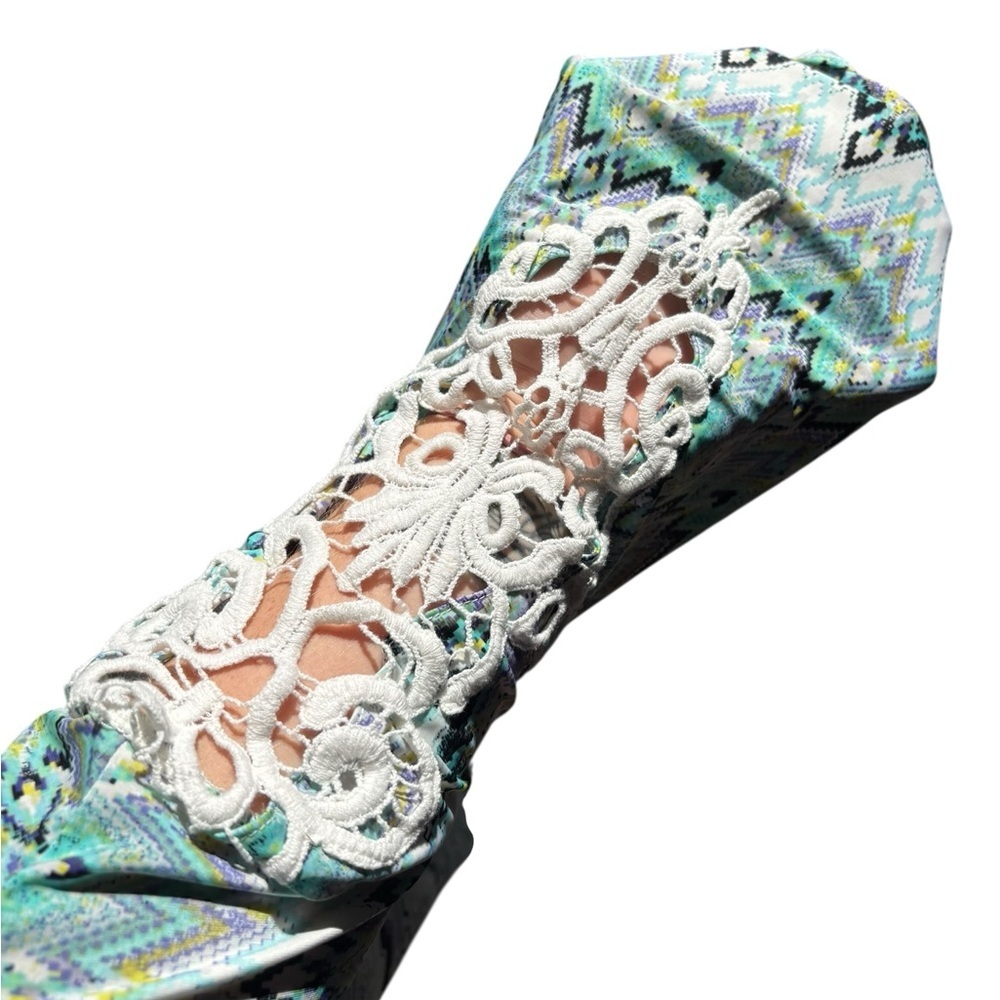 Tacera Green and Purple Chevron Long Sleeve Dress - Picture 2 of 7